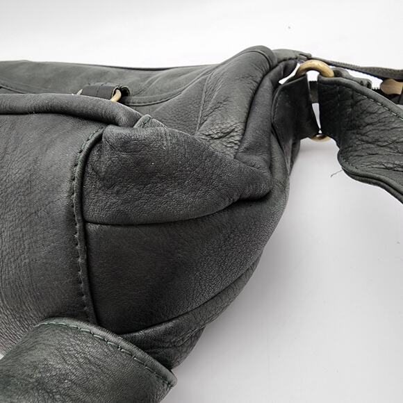 Great American Leather Works Green Leather Handbag Crossbody Shoulder Bag Grunge - Picture 10 of 12